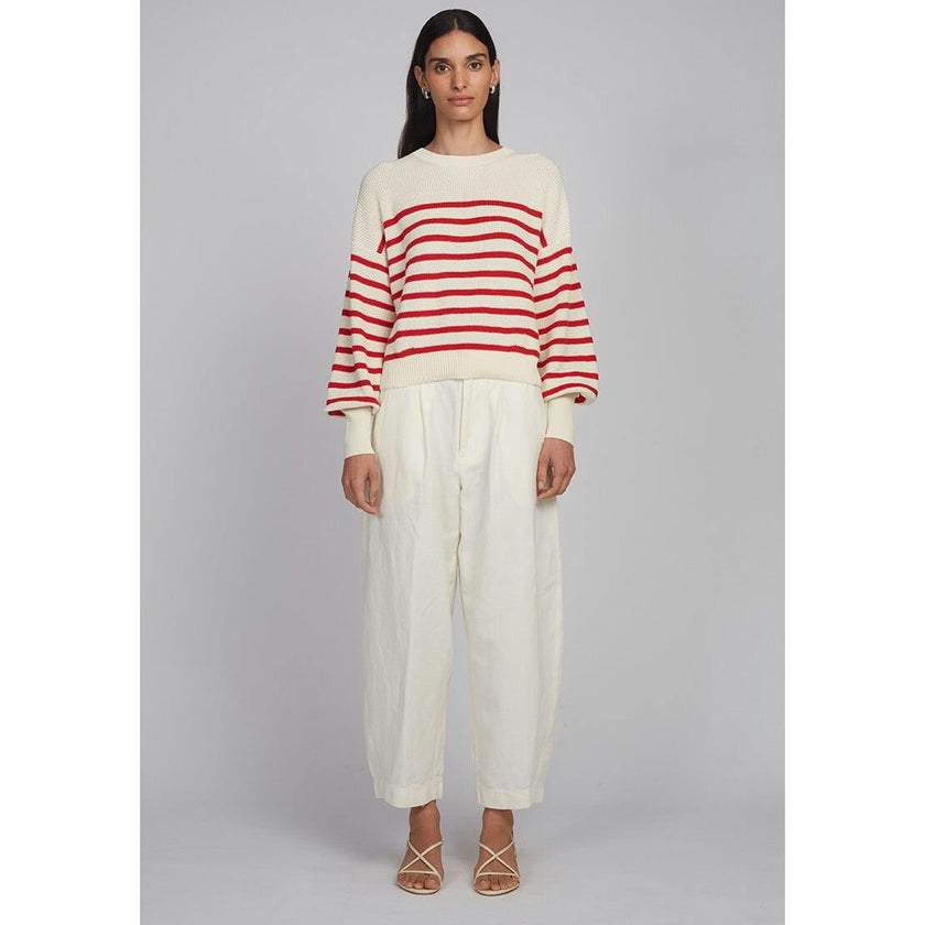 LAYLA STRIPE SWEATER | IVORY + ROSSO