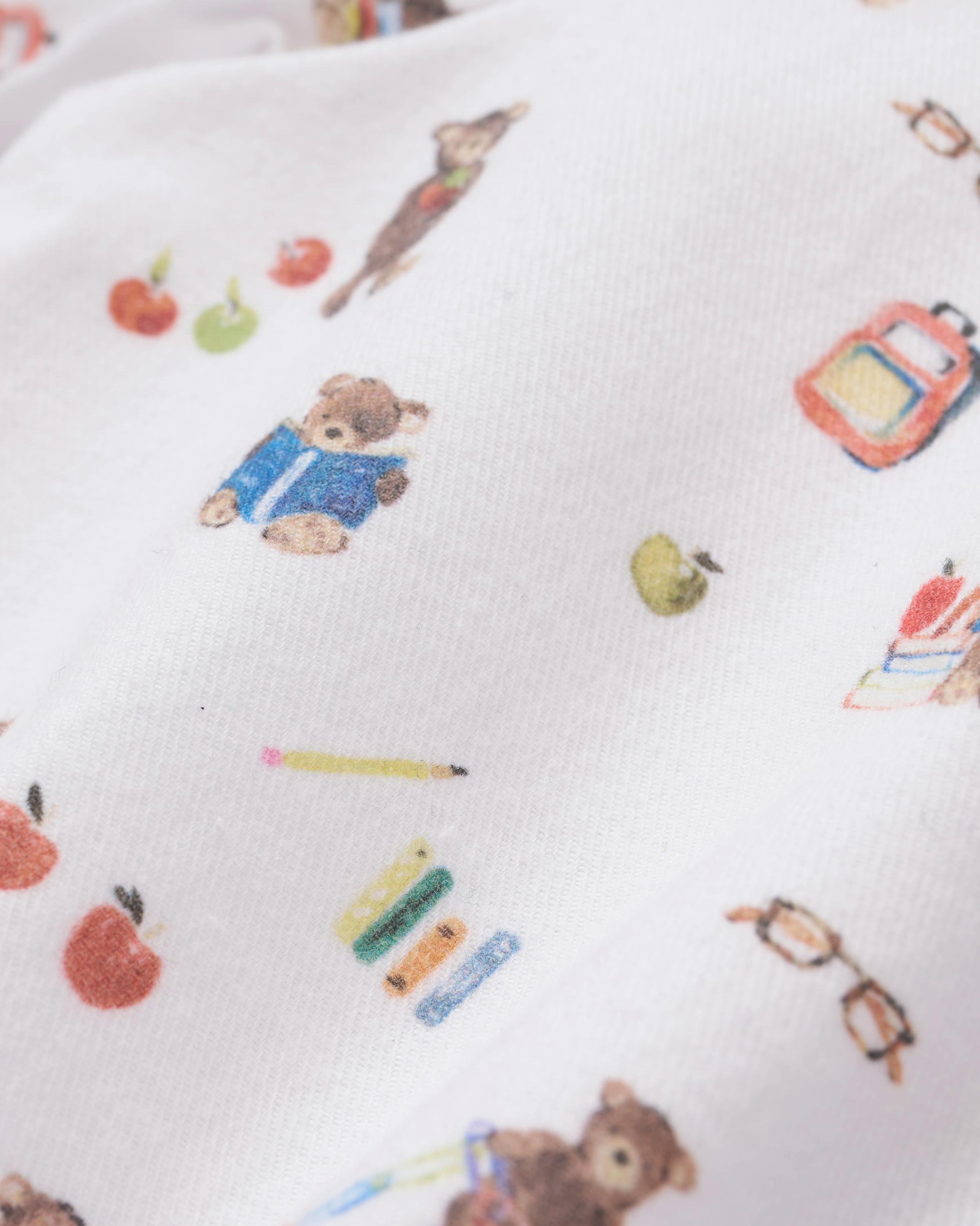 Kid's Twill Pajama Short Set in Teddy Goes To School