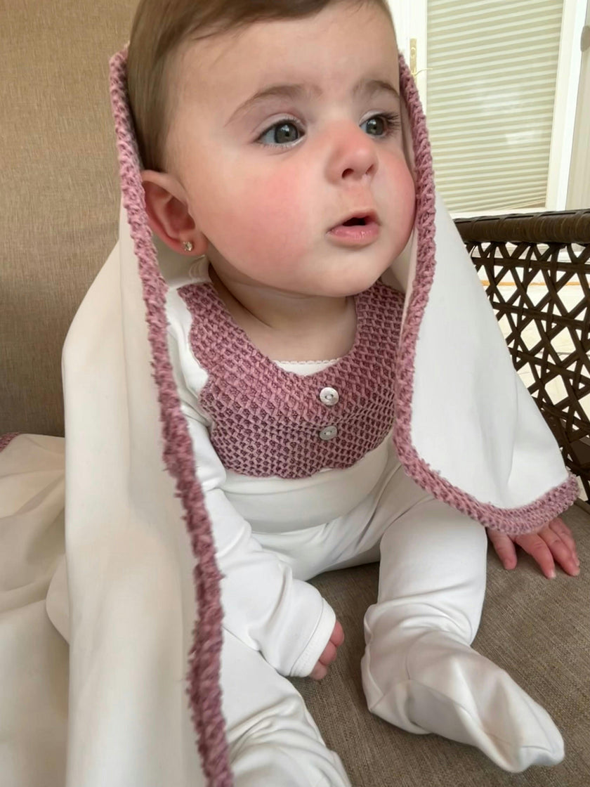Velour Bib Girls Long Sleeve Footie