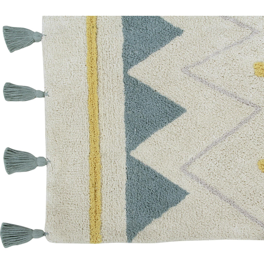 Azteca Natural Washable Rug, Blue