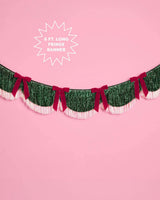 Christmas Bow Banner - fringe + velvet bows