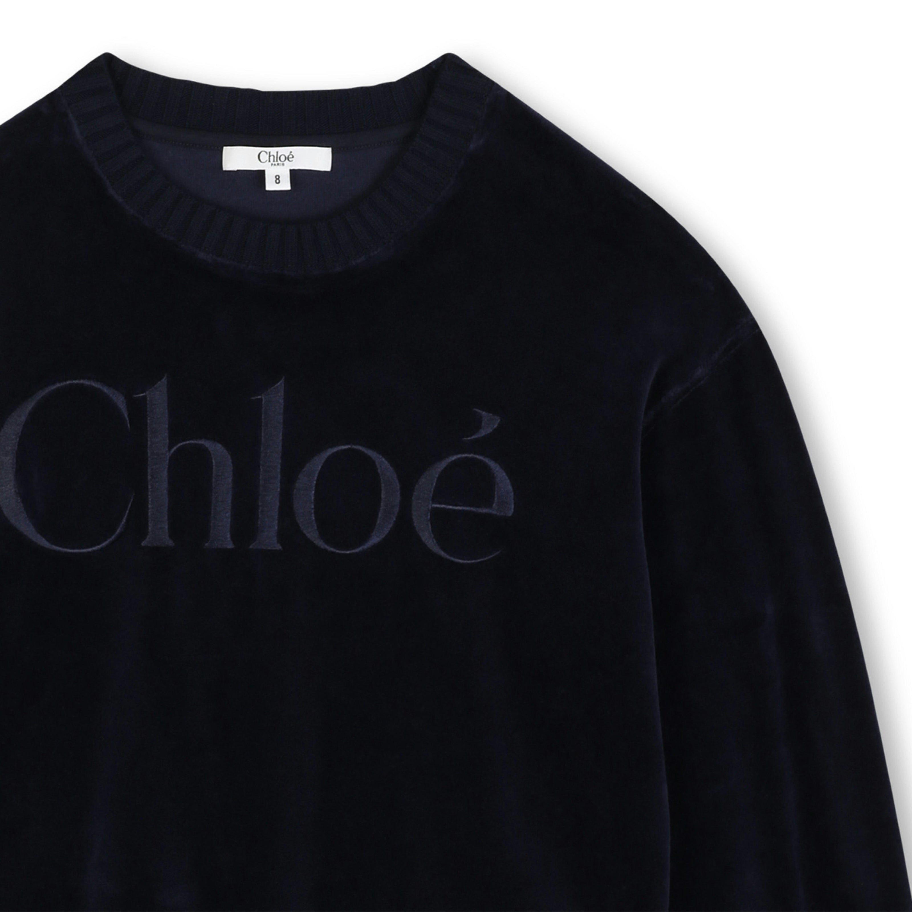 Navy Velvet Logo Sweatshirt