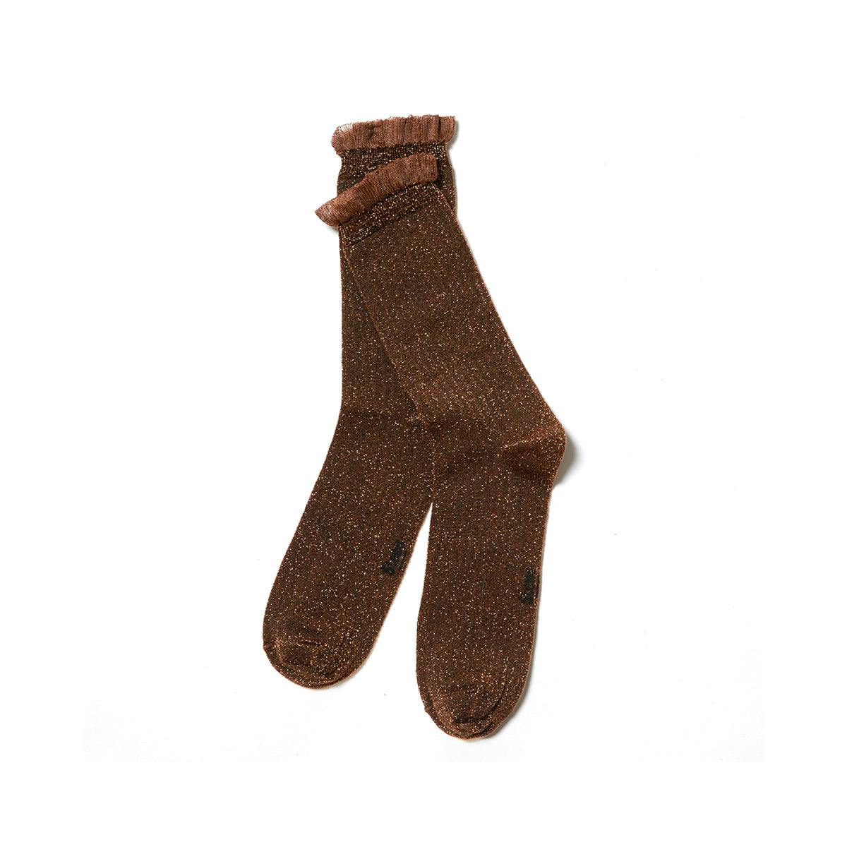Soft Ruffle Metallic Socks