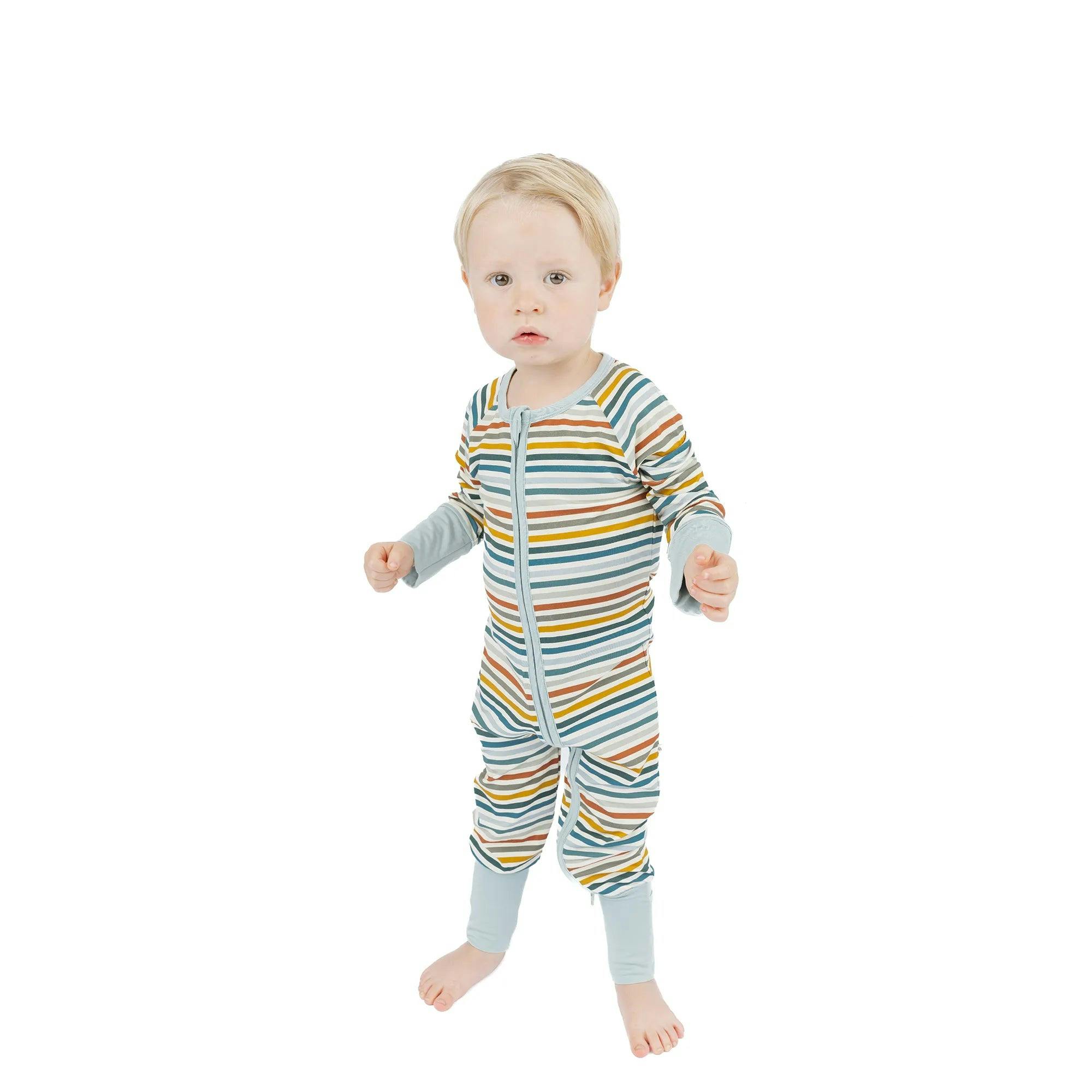 Autumn Stripes Bamboo Convertible Footie Romper