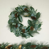 28" Magnolia, Eucalyptus, Pinecone, & Needle Pine Wreath