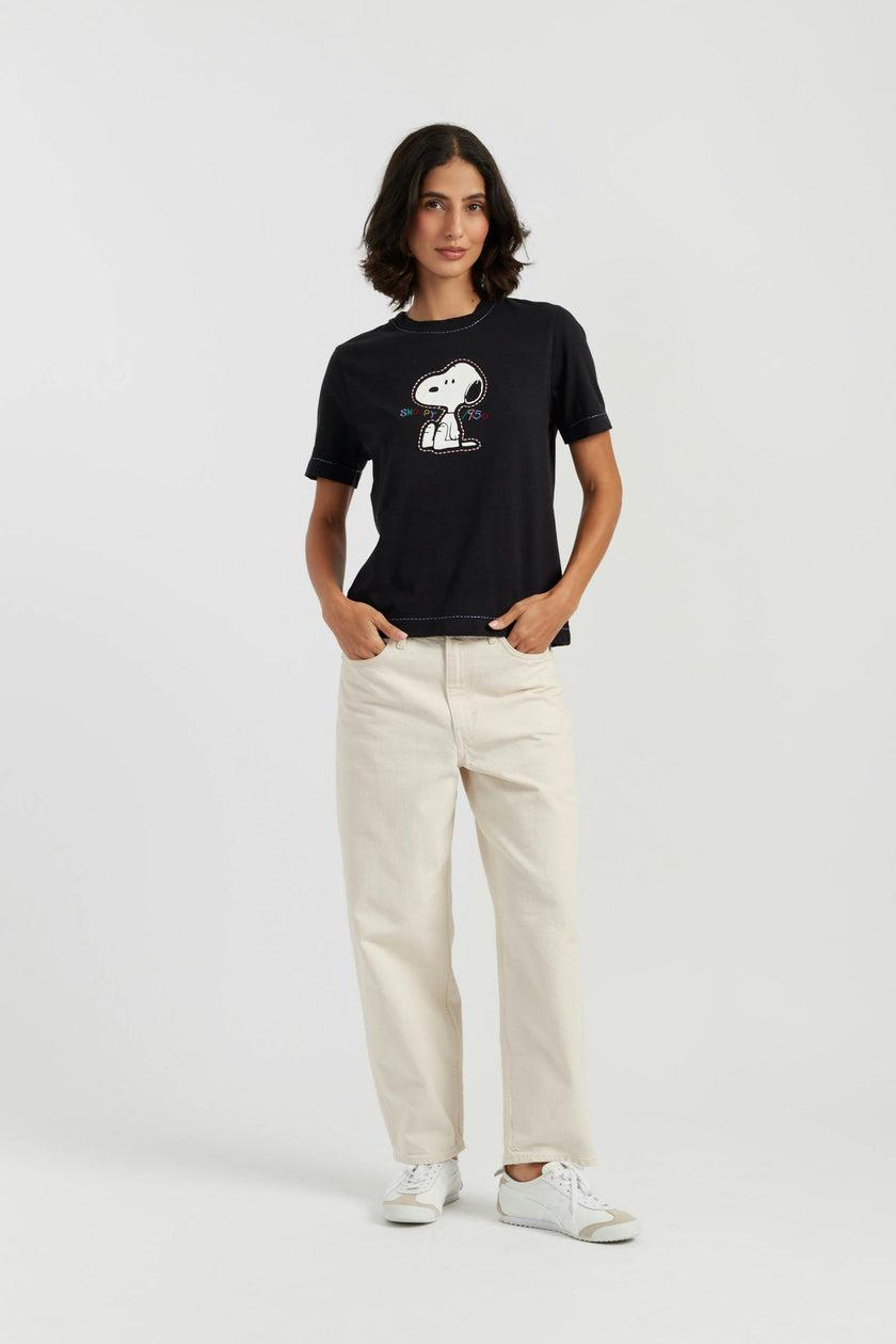 Cotton Snoopy Embroidered T-Shirt
