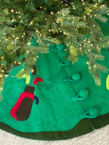 Hand Felted Wool Golf Christmas Tree Skirt Green -60"