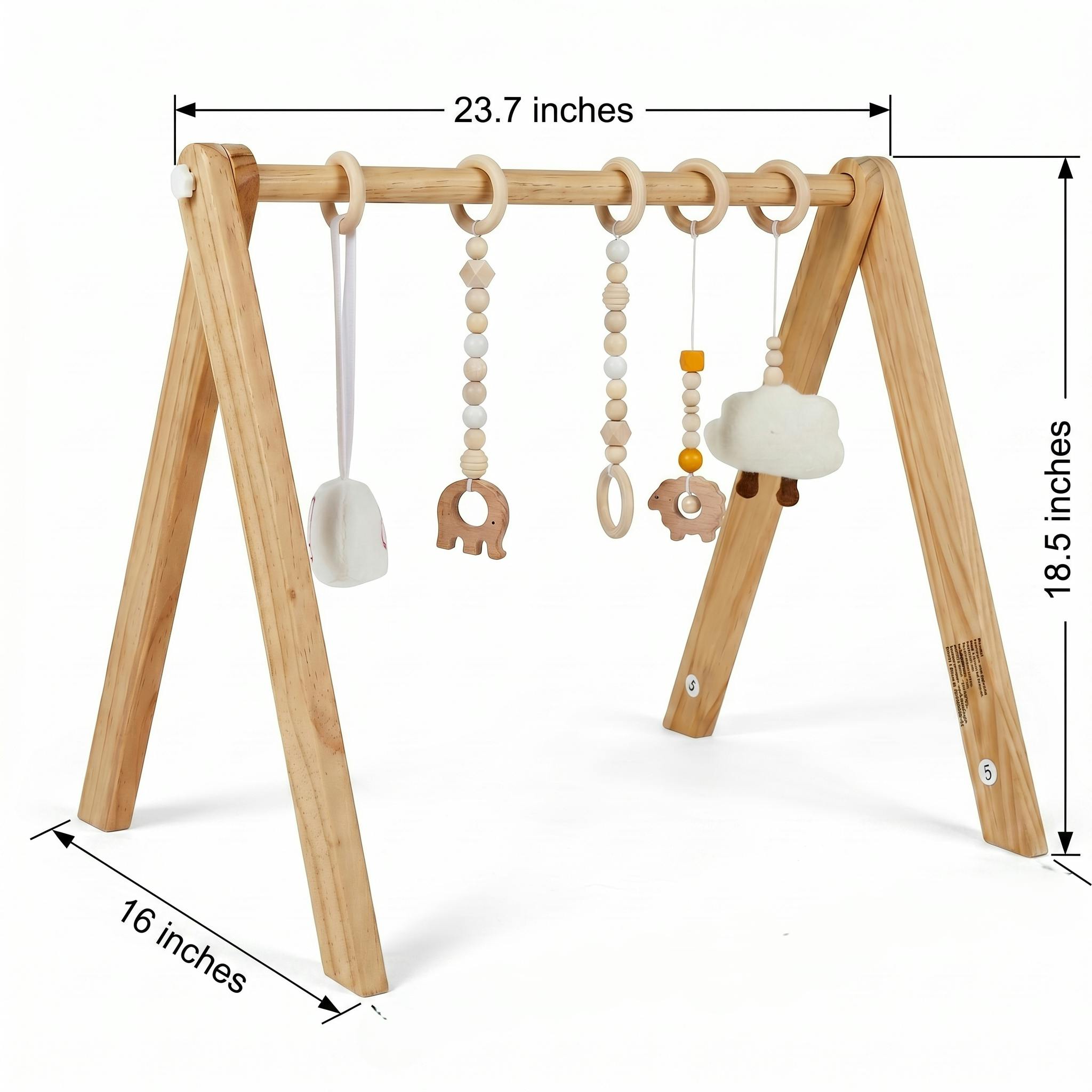 Lilac Wooden Baby Gym | Montessori Infant Play Gym with Hanging Toys