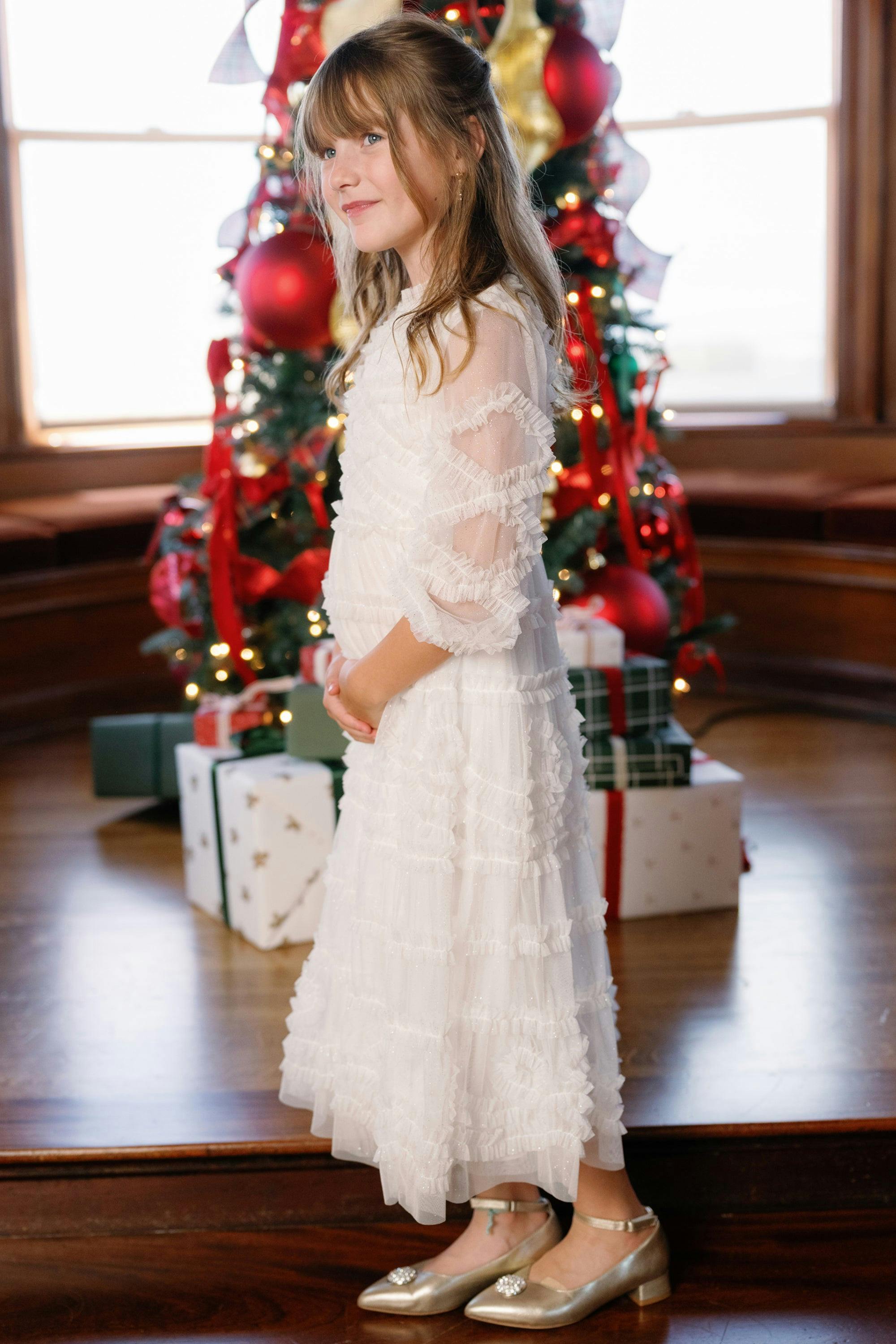 Mini Sinead Dress in Ivory Gilded Tulle