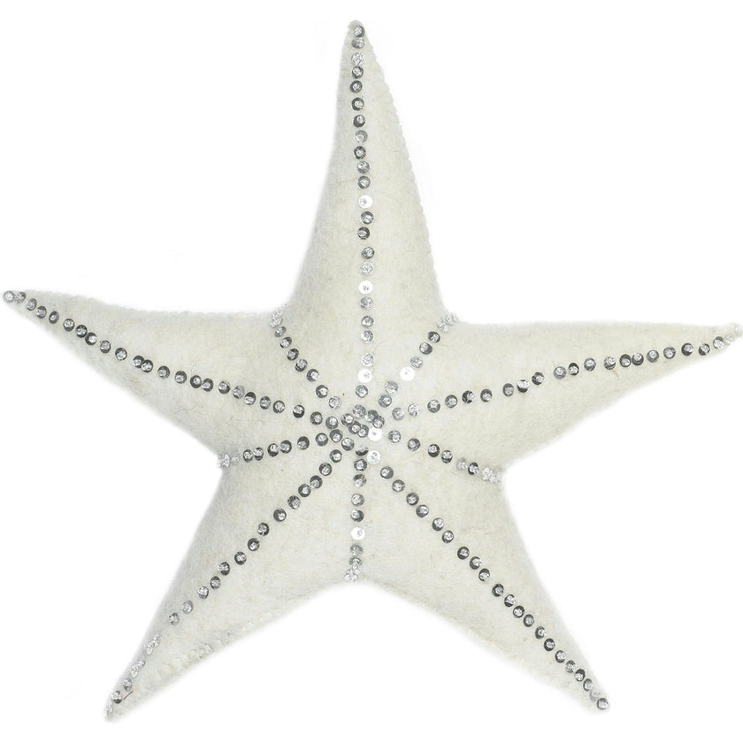 Handmade Hand Felted Wool Christmas Tree Topper - Silver Star Arcadia Home