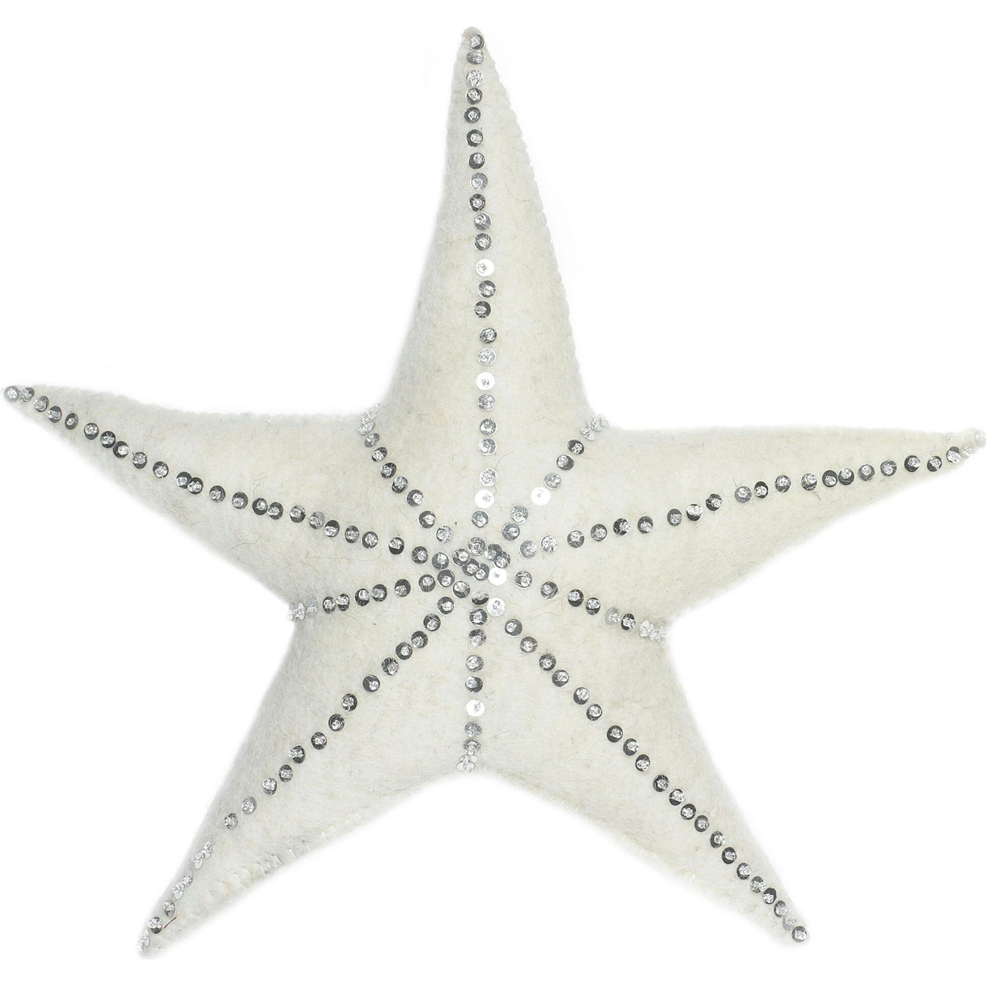 Handmade Hand Felted Wool Christmas Tree Topper - Silver Star Arcadia Home