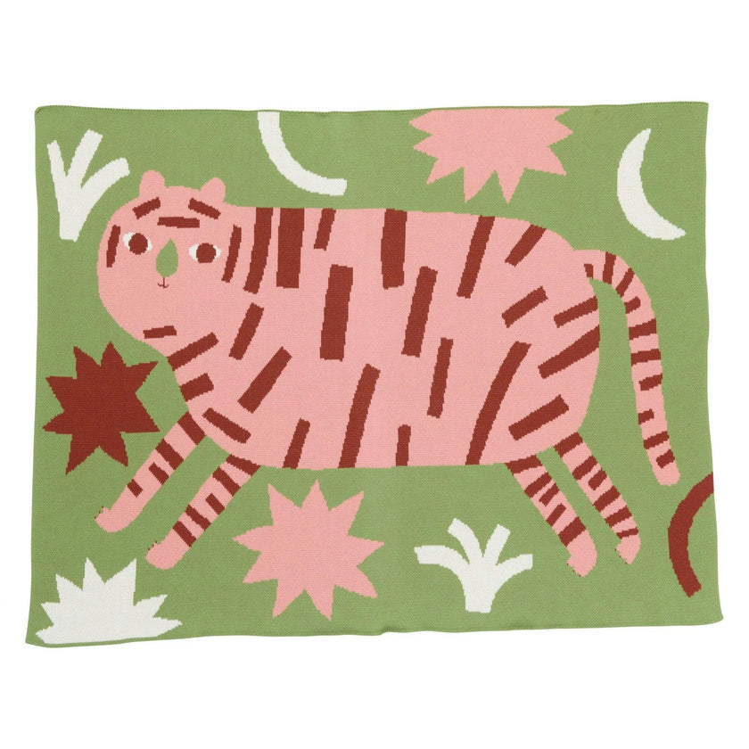 Surprised Tiger Knit Midi Blanket