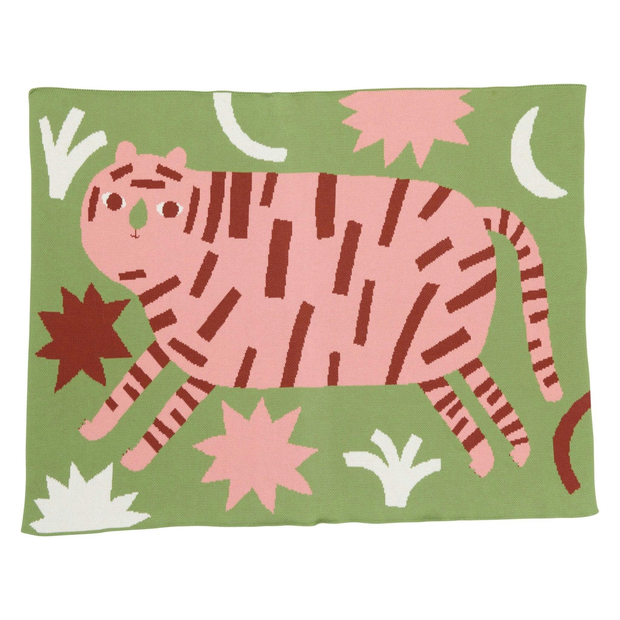 Surprised Tiger Knit Midi Blanket