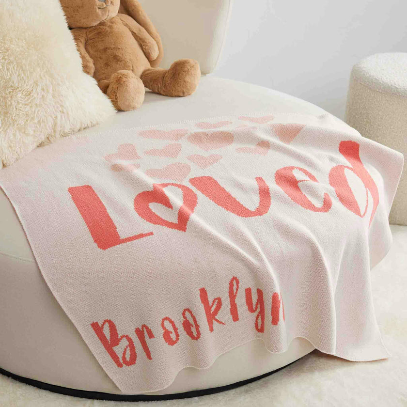 Custom Personalized Baby Sustainable Knit Throw Blanket - Loved Personalized Blanket