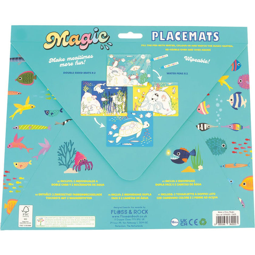 Magic Color Changing Water Placemats Set - Ocean