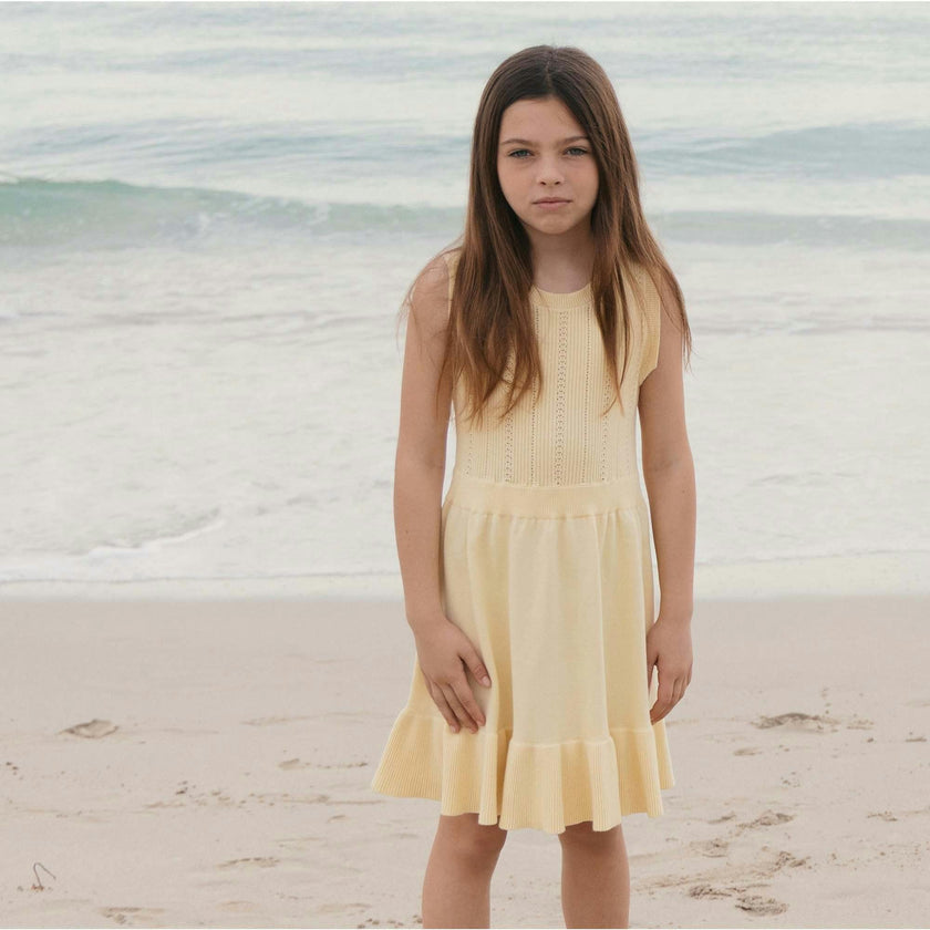 Organic Flounce Hem Tank Sweater Dress, Yellow