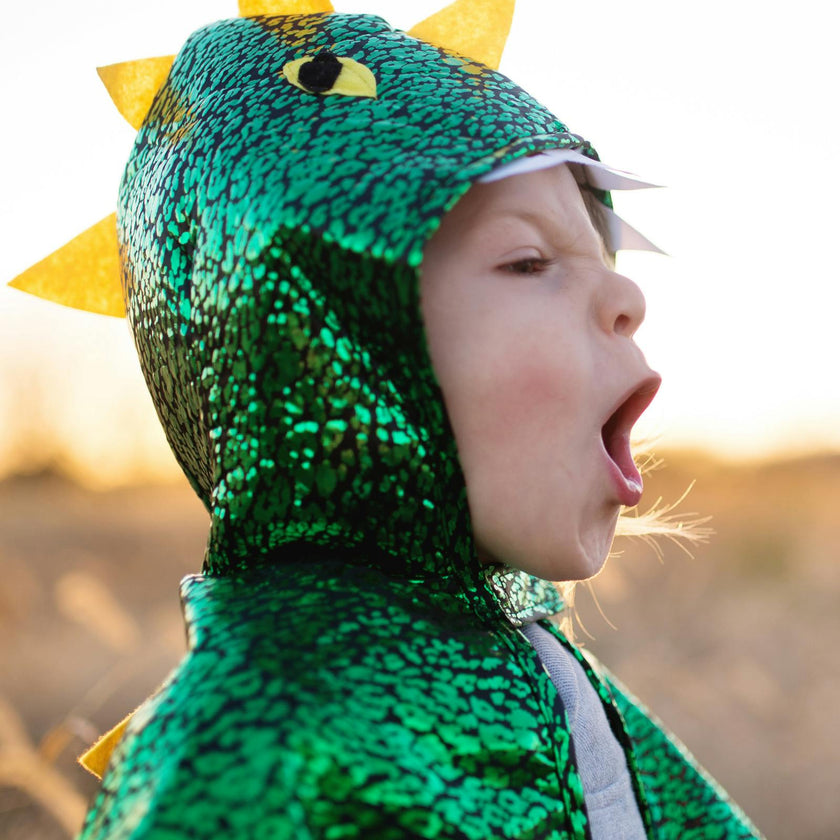 Toddler Dragon Cape Green Metallic