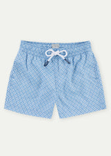 Sky Blue Geo Boys' Swim Shorts