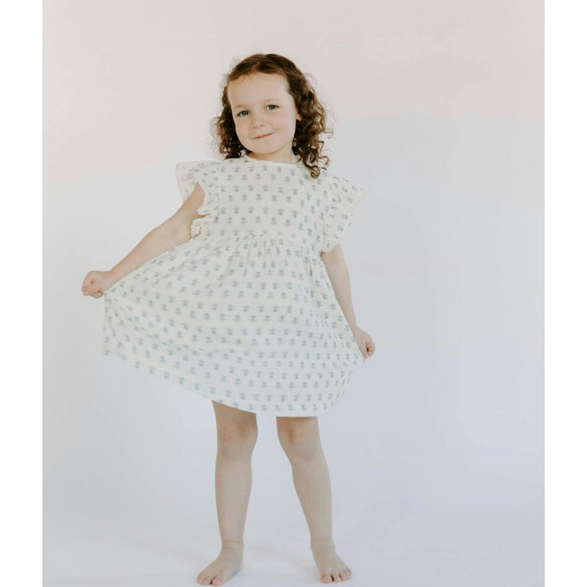 Organic Cotton Muslin Flutter Sleeve Dress