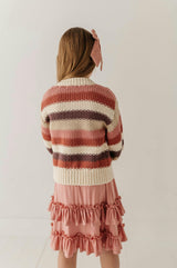 Girls Chunky Knit Cardigan in Off-White