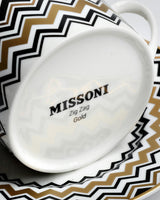Tea Cup & Saucer ZIG ZAG Set of 2 in Luxury Box Gold diam. 3.3", H 2.3", cap. 7.5 oz, Saucer diam. 6"