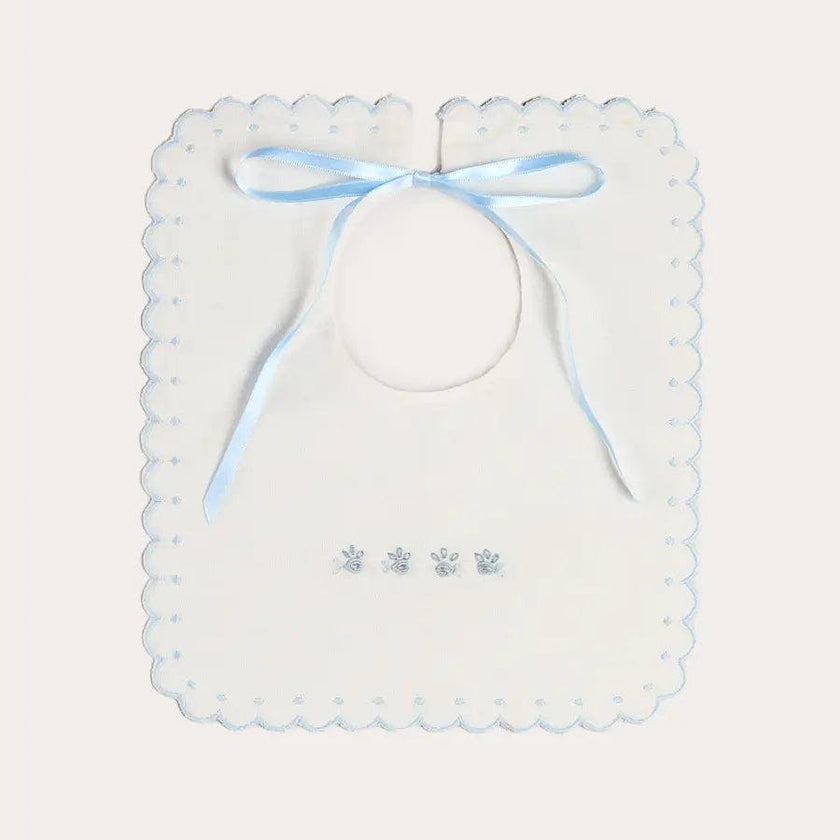 Whale Hand Embroidered Scallop Edge Square Bib