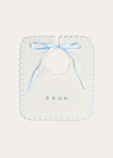 Whale Hand Embroidered Scallop Edge Square Bib
