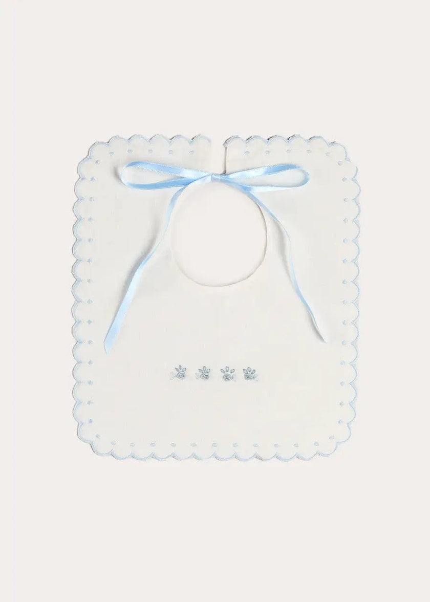 Whale Hand Embroidered Scallop Edge Square Bib