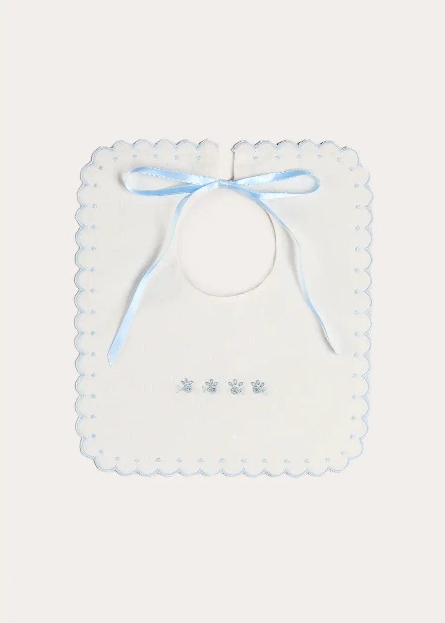 Whale Hand Embroidered Scallop Edge Square Bib
