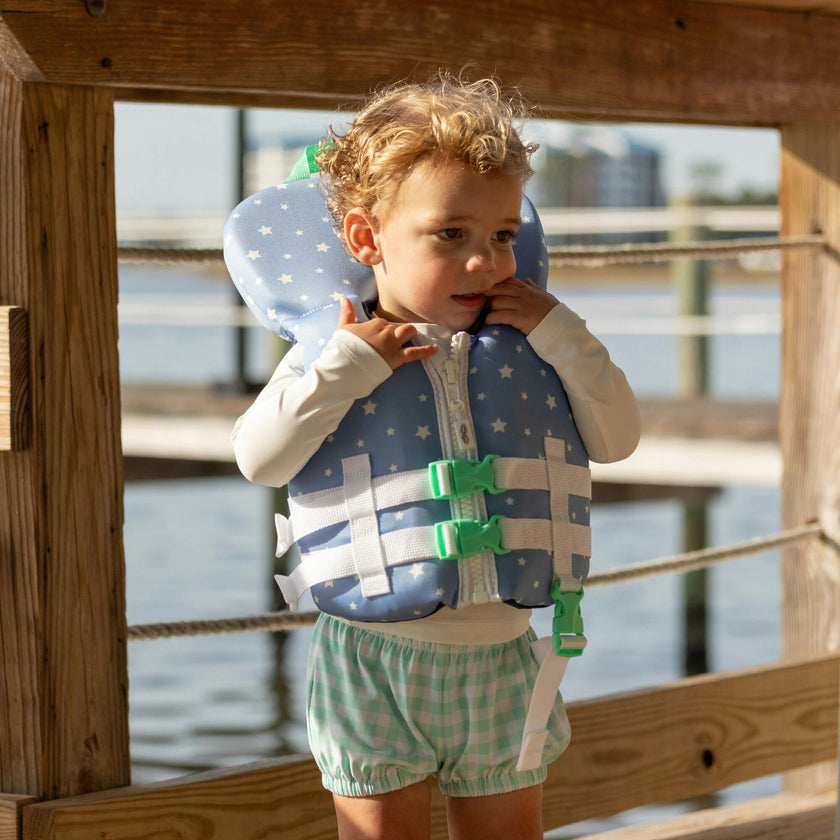 Swim Shorties in Harbour Breeze Gingham