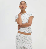 The Cleo Pointelle PJ Set - Rosie Bow Toss, Ivory