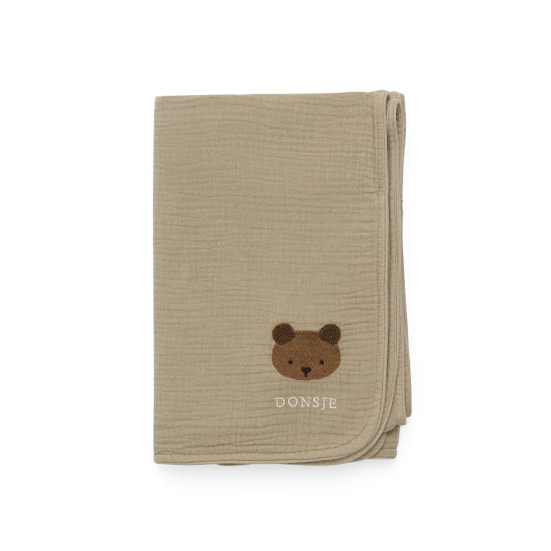 Ploekie Muslin Blanket XL | Bear | Taupe