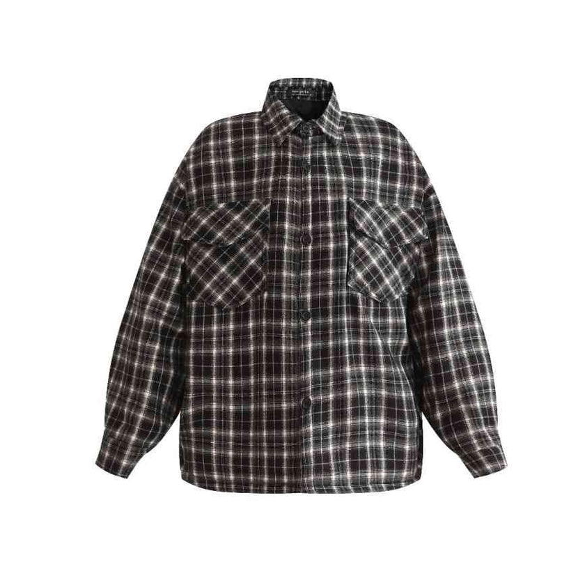 Gray Plaid Flannel Shirt