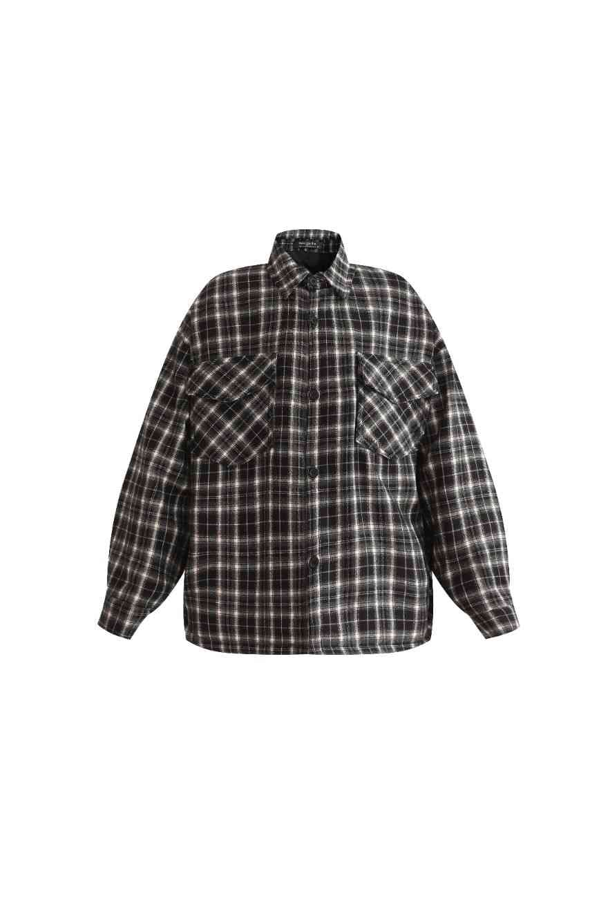 Gray Plaid Flannel Shirt