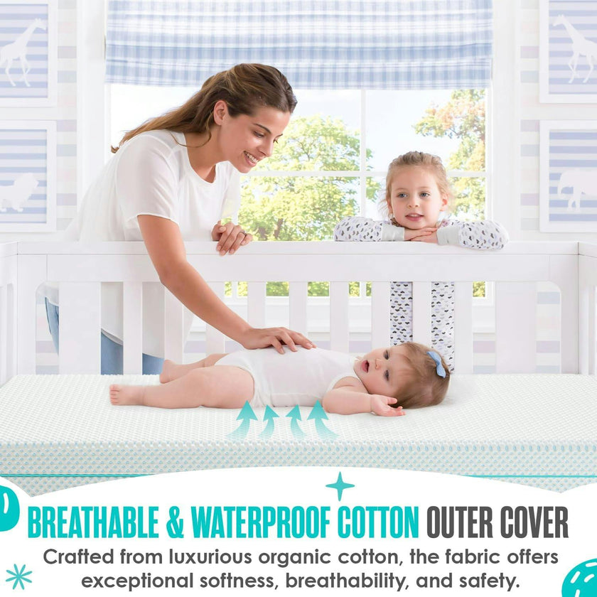 6” Crib Toddler Bed Mattress – Made in USA – Breathable Waterproof Washable
