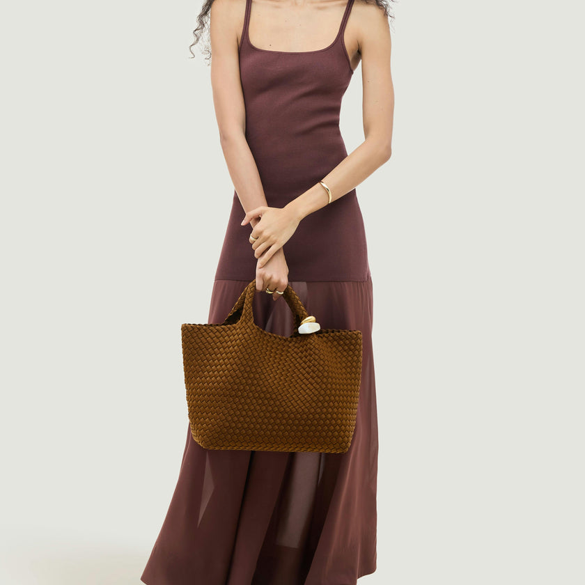 St. Barths Medium Tote Beads | Teak