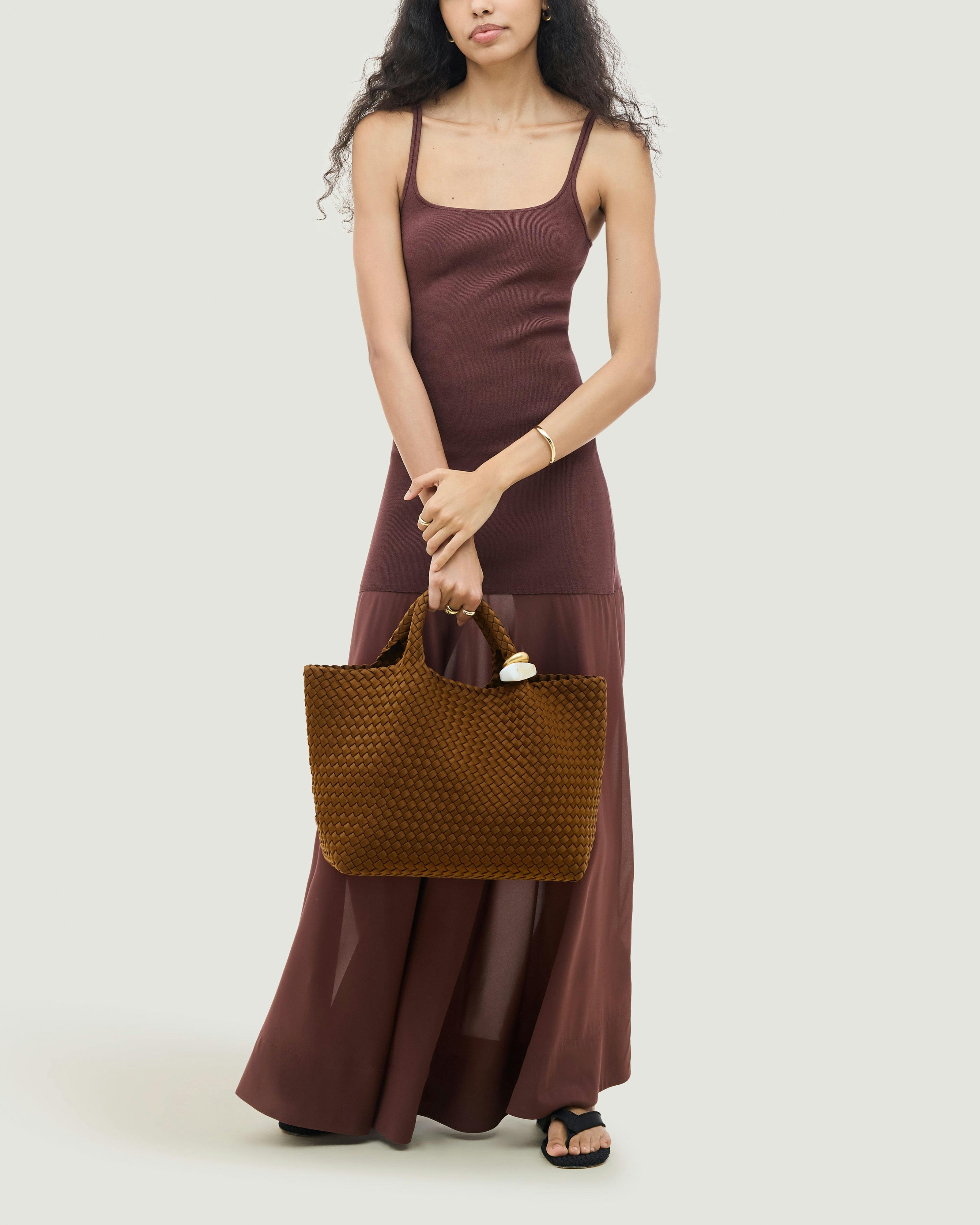 St. Barths Medium Tote Beads | Teak