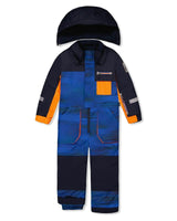 Kids One Piece Play Snowsuit Blue With Black Stripes