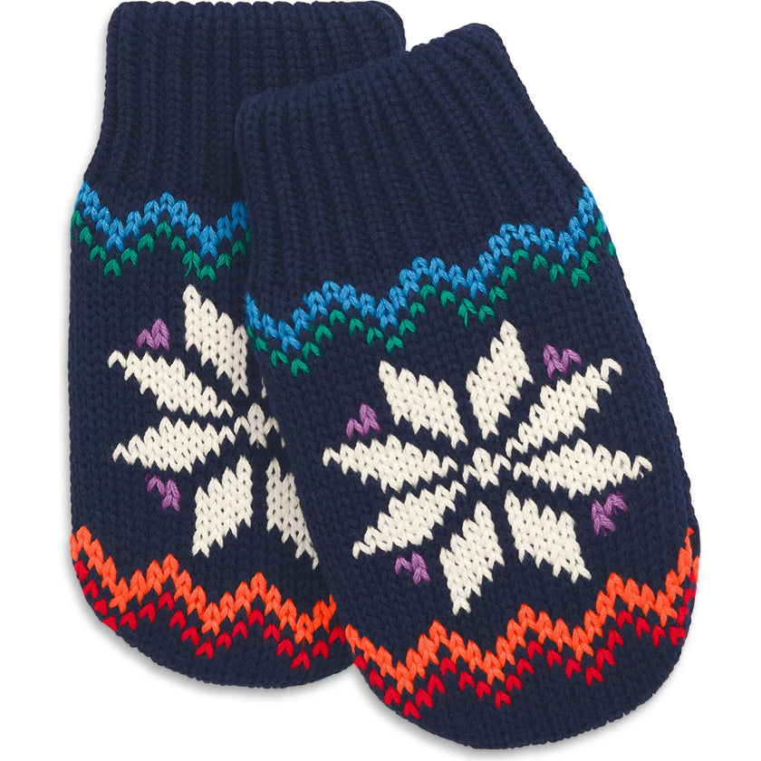 Baby Fleece-Lined Rainbow Snowflake Fair Isle Mittens, Navy