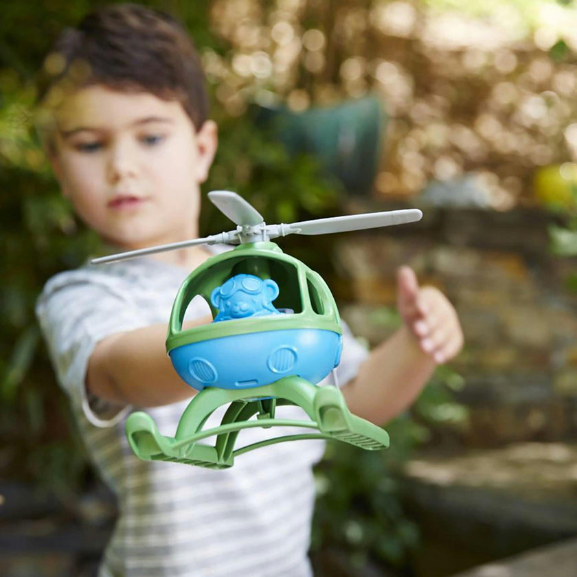 Green Toys: Helicopter Green - Blue Pilot Character Play Vehicle