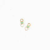 Heart Stack Charm + Turquoise Enamel Hoop Set