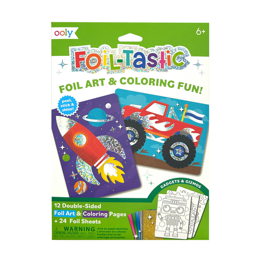 Foil-tastic Foil Art & Coloring Set - Gadgets & Gizmos - 12 Pages 24 Foil Sheets