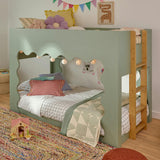 Lido Wave Convertible Low-Profile Bunk Bed in Light Sage/Honey