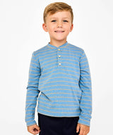 Henley T-Shirt, Blue Fine Stripe