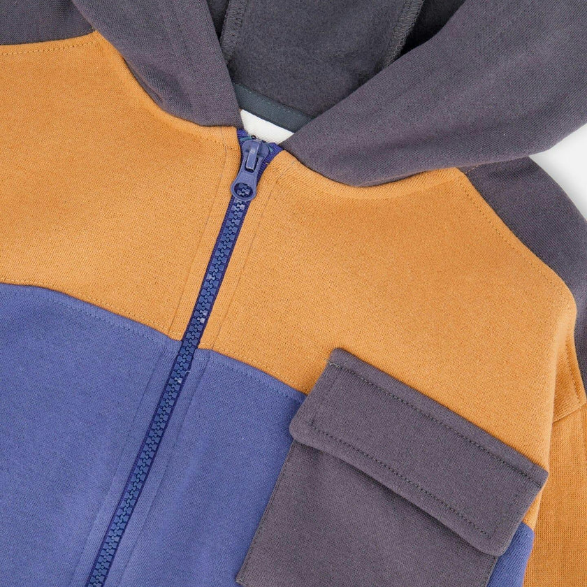 Full Zip Fleece Color Block Sweatshirt