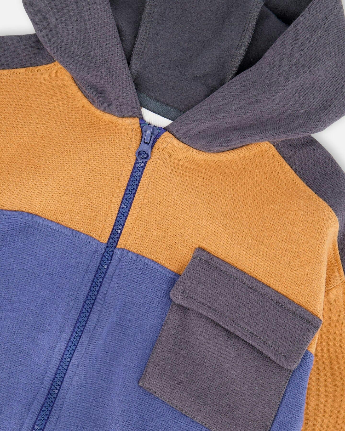 Full Zip Fleece Color Block Sweatshirt