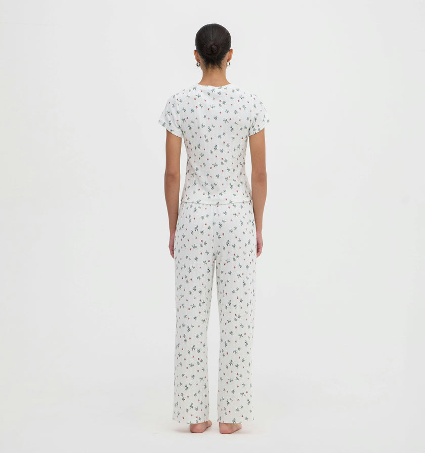 The Cleo Pointelle PJ Set - Rosie Bow Toss, Ivory