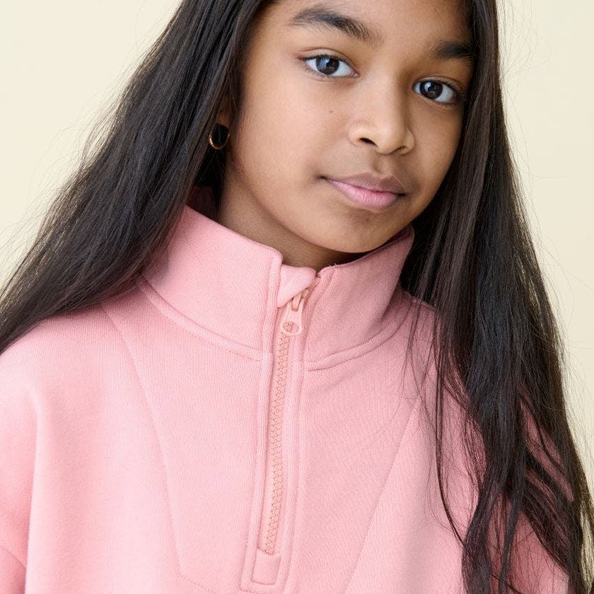 Relaxed Cotton Zip Collar Sweatshirt