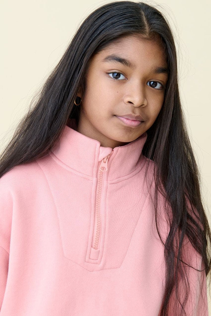 Relaxed Cotton Zip Collar Sweatshirt