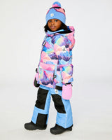 Two Piece Play Snowsuit Pink Mountain Print With Blue Pants